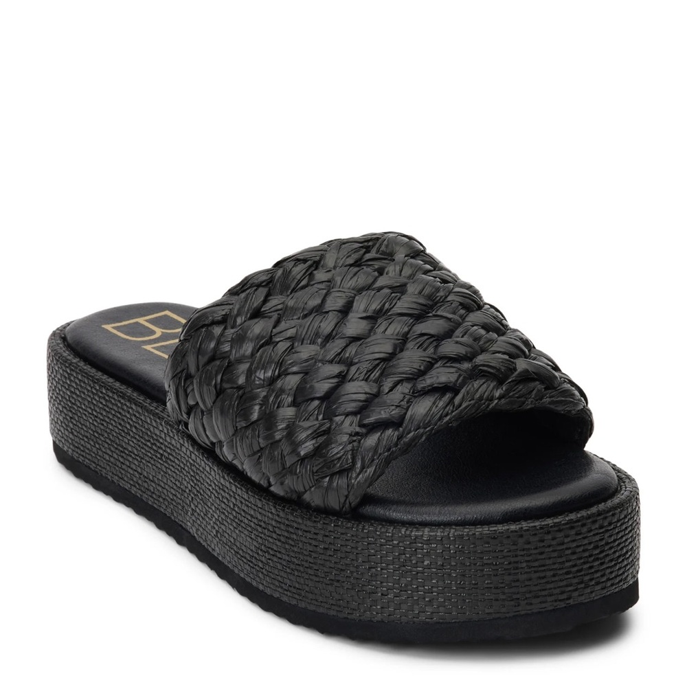 Matisse Black Woven Platform Slides